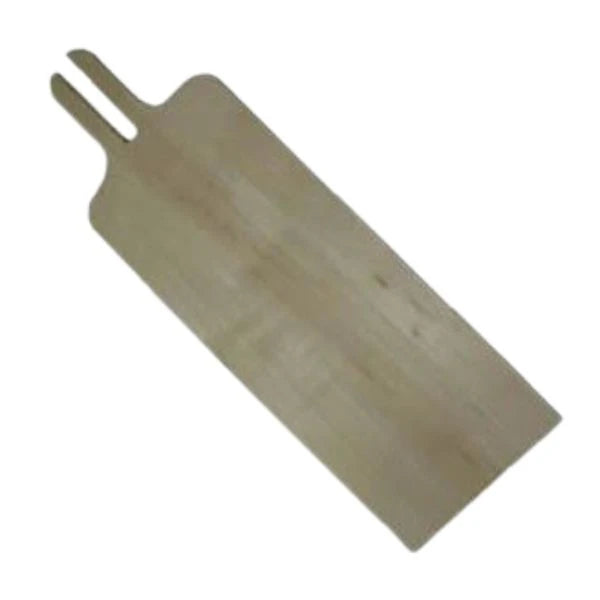 A light natural wood rectangular paddle board with a double-prong handle, shown diagonally on a plain white background.