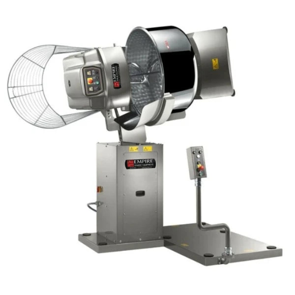 overturnable spiral mixer being dumped at bench height.