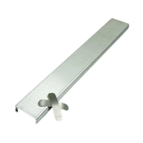 Metal bagel board shown with bagel board clips for fastening burlap to the board.
