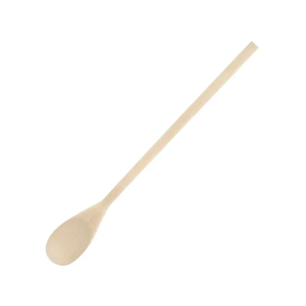 A light natural wood spoon, likely made of beechwood or maple, shown diagonally on a solid white background.