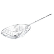 A stainless steel bagel scoop with a long handle, shown on a plain white background.