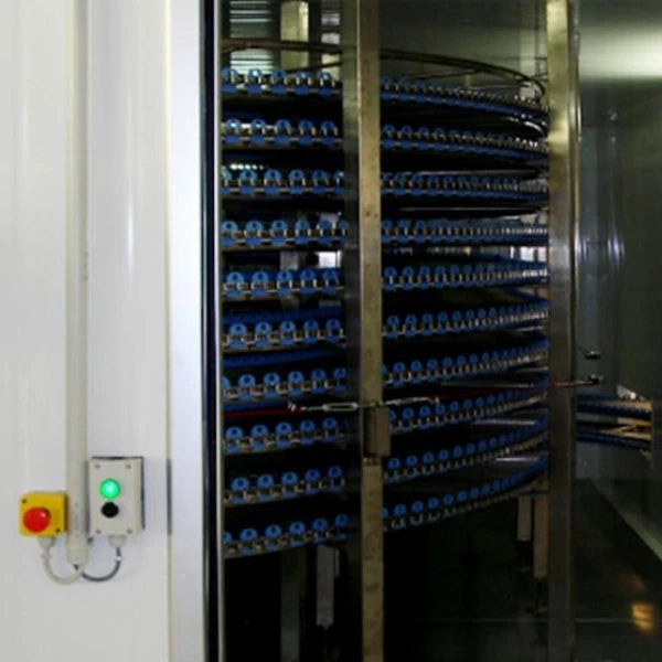 close up of the spiral cooling system in an industrial forced air cooling system