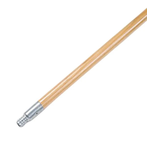 A long wooden oven brush pole with a metal threaded connector at one end, shown diagonally on a plain white background.