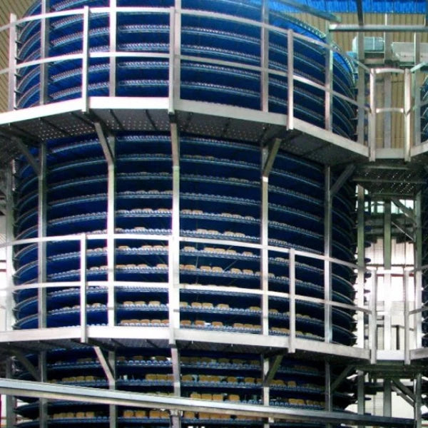 wide view look at an industrial ambient spiral cooling system 