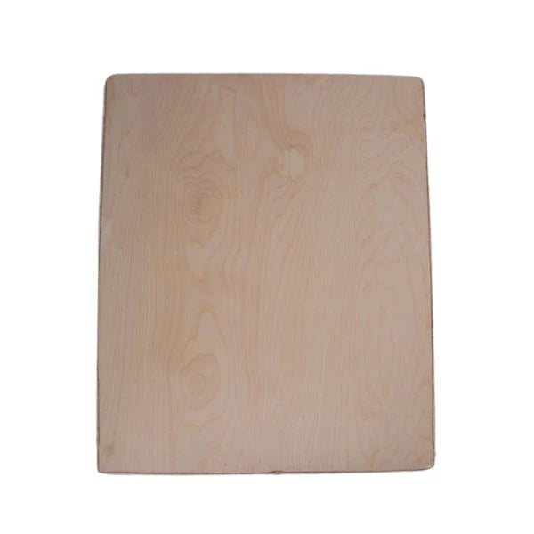 A rectangular wooden bagel peel blade shown against a plain white background.